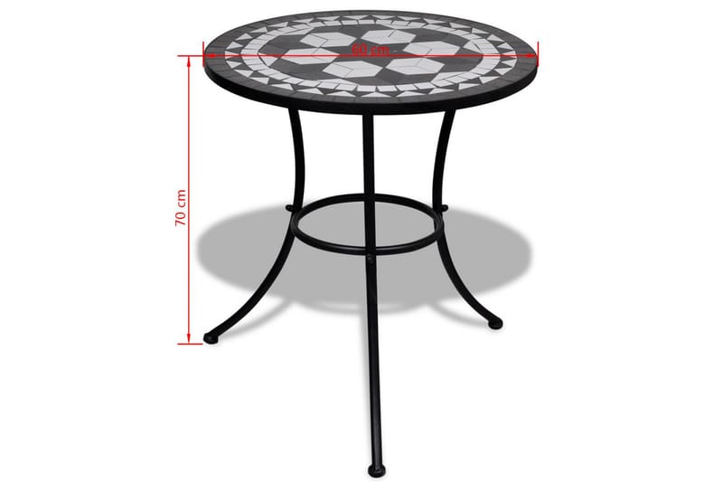 Bistrobord svart og hvitt 60 cm mosaikk - Svart/Hvit - Hagemøbler - Hagegruppe - Cafesett