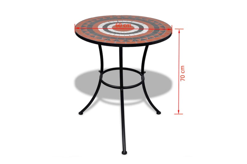 Bistrobord terrakotta og hvitt 60 cm mosaikk - Hvit - Hagemøbler - Hagegruppe - Cafesett