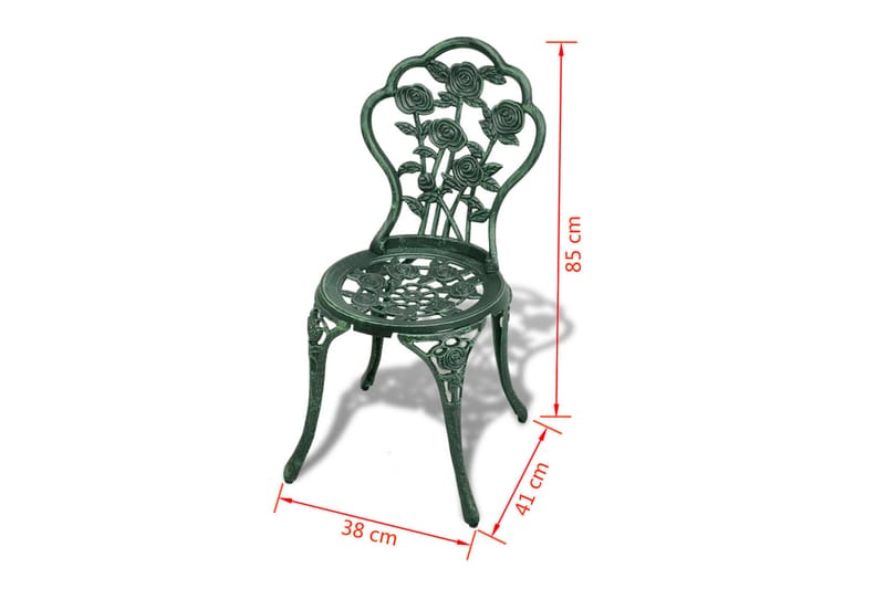 Bistrosett 3 deler støpt aluminium grønn - Grønn - Balkonggrupper - Cafesett
