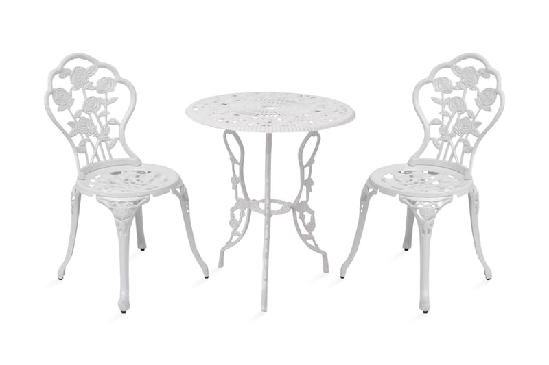 Bistrosett 3 deler støpt aluminium hvit - Hvit - Hagemøbler - Hagegruppe - Cafesett