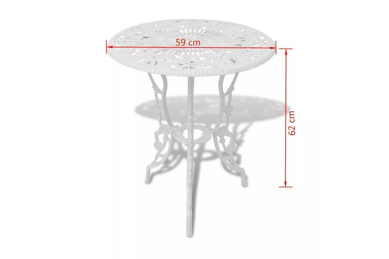 Bistrosett 3 deler støpt aluminium hvit - Hvit - Hagemøbler - Hagegruppe - Cafesett