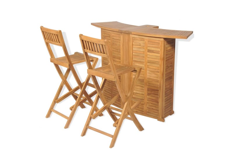Bistrosett med brettbare stoler 3 deler heltre teak - Teak - Balkonggrupper - Cafesett