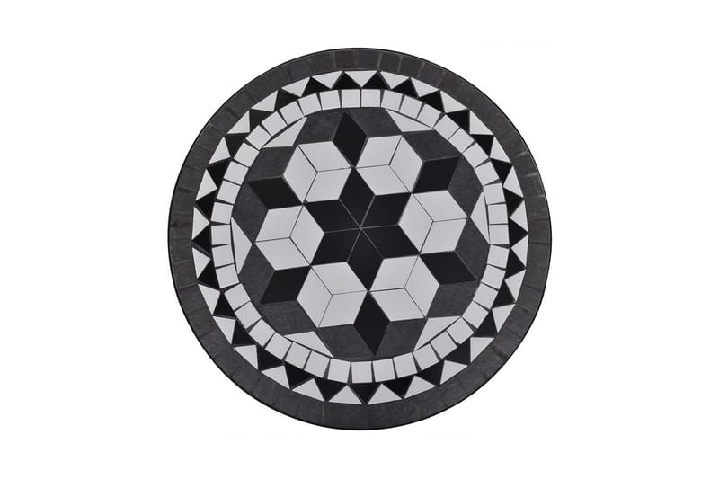Bistrosett med keramikkfliser 3 deler svart og hvit - Svart/Hvit - Balkonggrupper - Cafesett