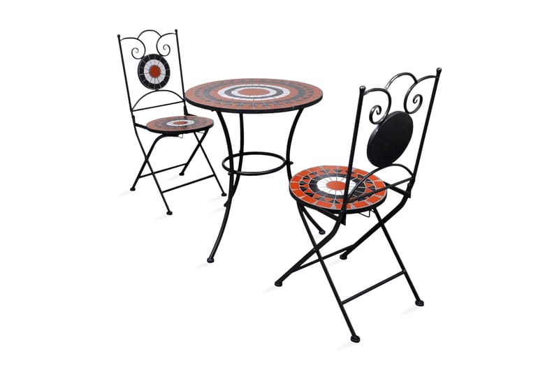 Bistrosett med keramikkfliser 3 deler terrakotta og hvit - Terrakotta/Hvit - Hagemøbler - Hagegruppe - Cafesett
