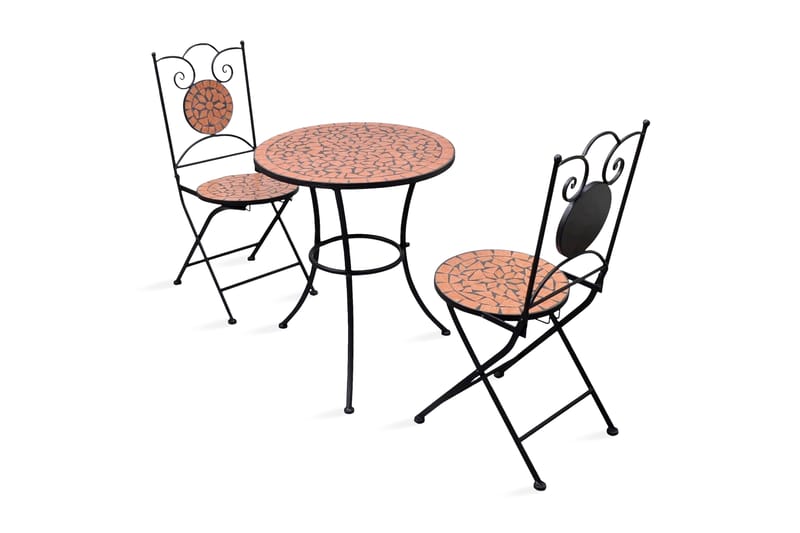 Bistrosett med keramikkfliser 3 deler terrakotta - Terrakotta - Hagemøbler - Hagegruppe - Cafesett
