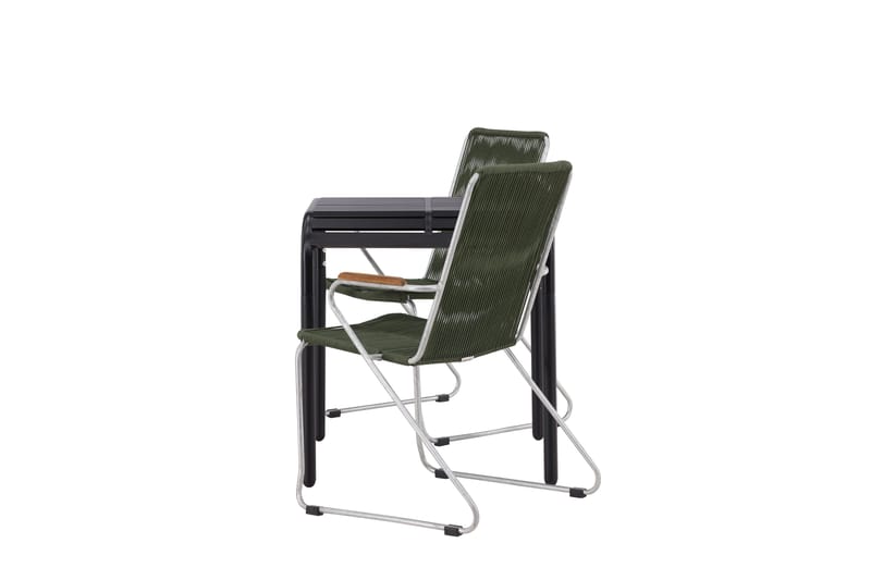 Borneo Cafésett 70 cm + 2 Bois Karmstoler - Grønn/Svart - Hagemøbler - Balkong - Balkongmøbler - Balkonggrupper