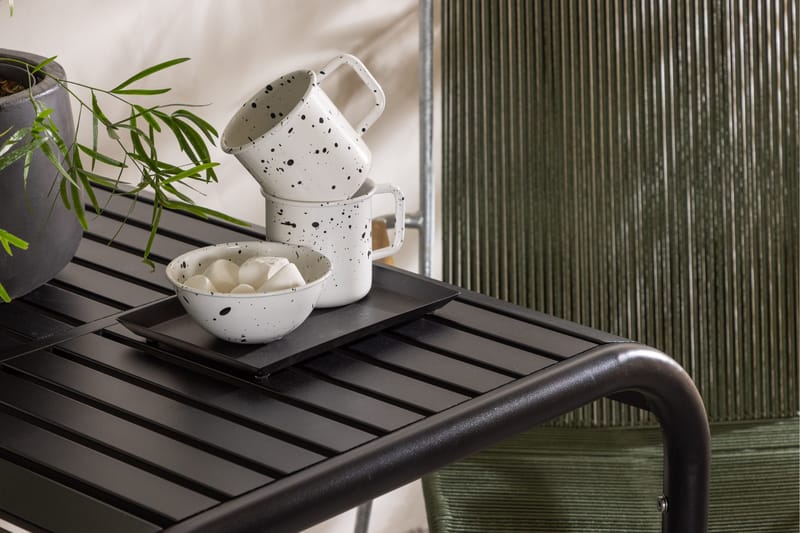 Borneo Cafésett 70 cm + 2 Bois Karmstoler - Grønn/Svart - Hagemøbler - Balkong - Balkongmøbler - Balkonggrupper