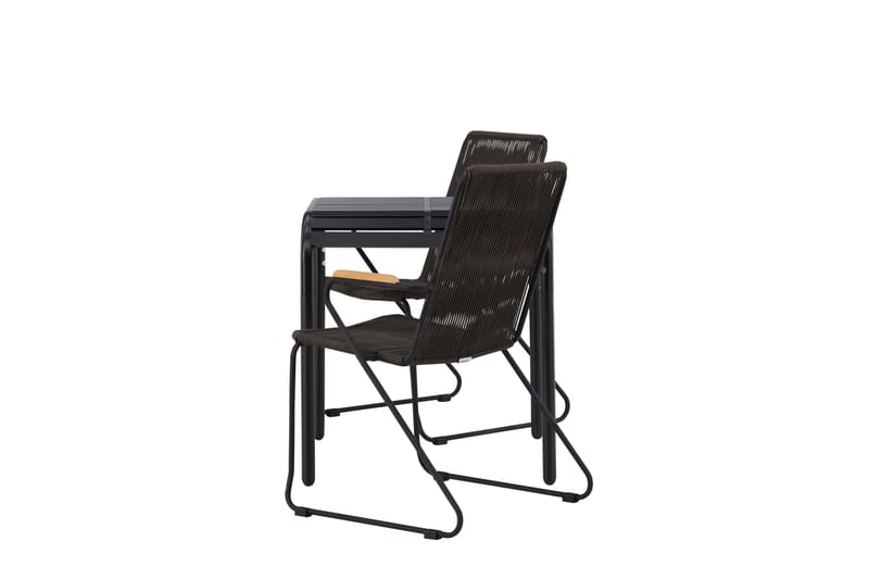 Borneo Cafésett 70 cm + 2 Bois Karmstoler - Svart - Hagemøbler - Balkong - Balkongmøbler - Balkonggrupper