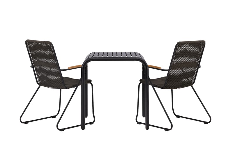 Borneo Cafésett 70 cm + 2 Bois Karmstoler - Svart - Hagemøbler - Balkong - Balkongmøbler - Balkonggrupper