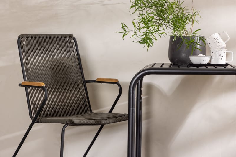 Borneo Cafésett 70 cm + 2 Bois Karmstoler - Svart - Hagemøbler - Balkong - Balkongmøbler - Balkonggrupper