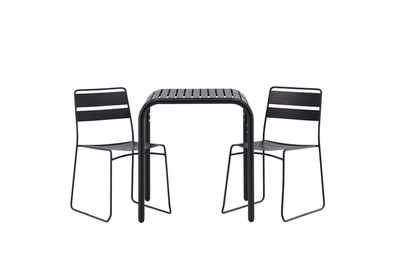 Borneo Cafésett 70 cm + 2 Lina Spisestoler - Svart - Hagemøbler - Balkong - Balkongmøbler - Balkonggrupper