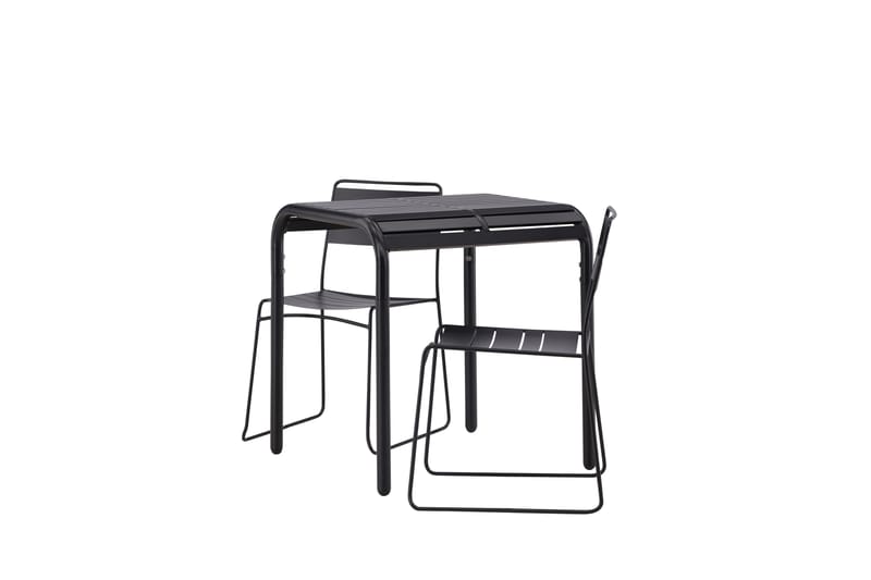 Borneo Cafésett 70 cm + 2 Lina Spisestoler - Svart - Hagemøbler - Balkong - Balkongmøbler - Balkonggrupper