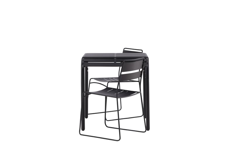 Borneo Cafésett 70 cm + 2 Lina Spisestoler - Svart - Hagemøbler - Balkong - Balkongmøbler - Balkonggrupper