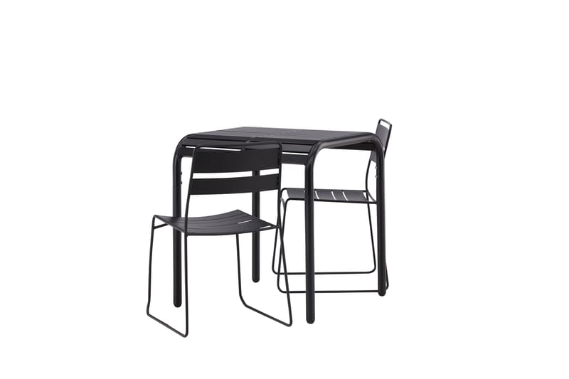 Borneo Cafésett 70 cm + 2 Lina Spisestoler - Svart - Hagemøbler - Balkong - Balkongmøbler - Balkonggrupper