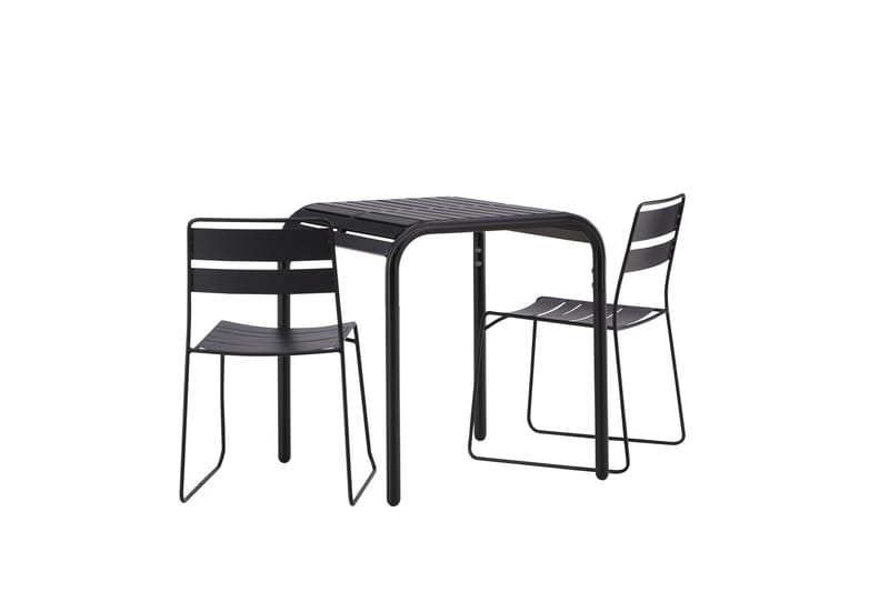 Borneo Cafésett 70 cm + 2 Lina Spisestoler - Svart - Hagemøbler - Balkong - Balkongmøbler - Balkonggrupper