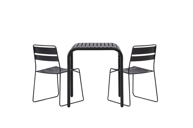Borneo Cafésett 70 cm + 2 Lina Spisestoler - Svart - Hagemøbler - Balkong - Balkongmøbler - Balkonggrupper