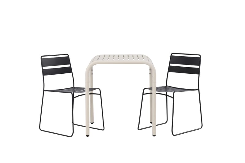 Borneo Cafésett 70 cm + 2 Lina Spisestoler - Svart/Beige - Hagemøbler - Balkong - Balkongmøbler - Balkonggrupper