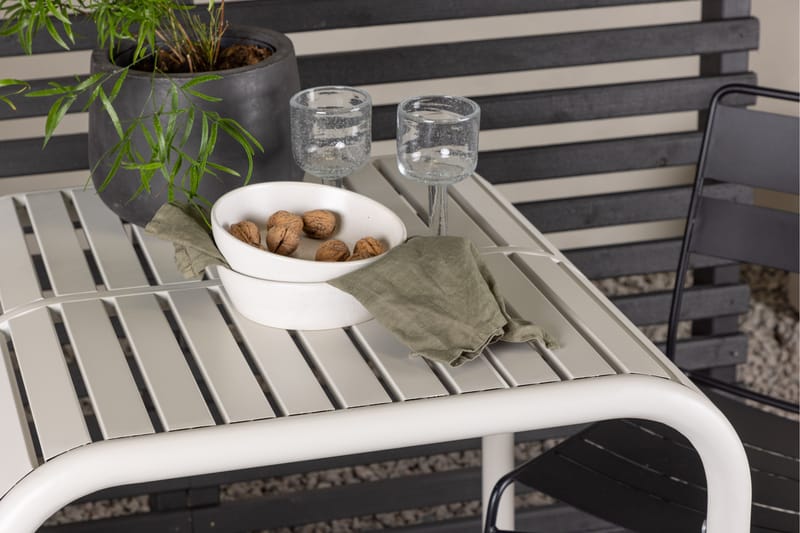 Borneo Cafésett 70 cm + 2 Lina Spisestoler - Svart/Beige - Hagemøbler - Balkong - Balkongmøbler - Balkonggrupper