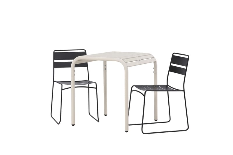 Borneo Cafésett 70 cm + 2 Lina Spisestoler - Svart/Beige - Hagemøbler - Balkong - Balkongmøbler - Balkonggrupper