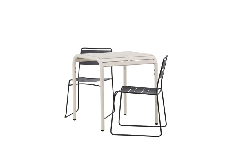 Borneo Cafésett 70 cm + 2 Lina Spisestoler - Svart/Beige - Hagemøbler - Balkong - Balkongmøbler - Balkonggrupper