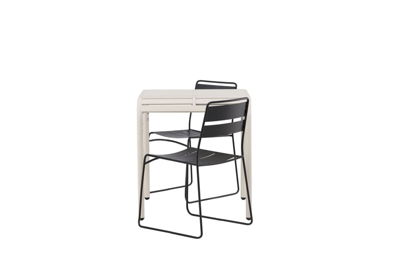 Borneo Cafésett 70 cm + 2 Lina Spisestoler - Svart/Beige - Hagemøbler - Balkong - Balkongmøbler - Balkonggrupper