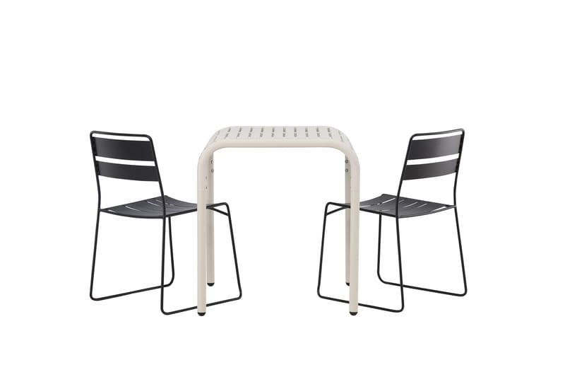 Borneo Cafésett 70 cm + 2 Lina Spisestoler - Svart/Beige - Hagemøbler - Balkong - Balkongmøbler - Balkonggrupper