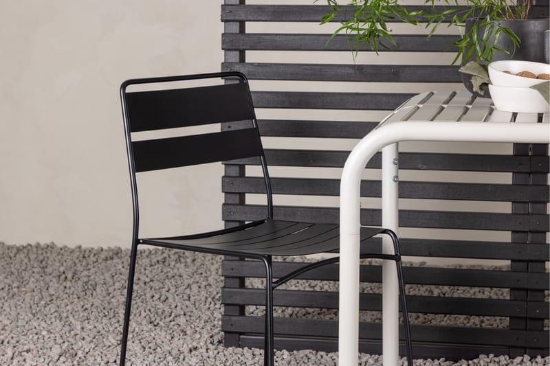Borneo Cafésett 70 cm + 2 Lina Spisestoler - Svart/Beige - Hagemøbler - Balkong - Balkongmøbler - Balkonggrupper