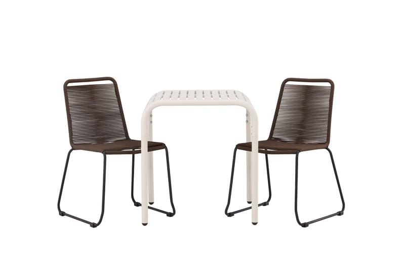 Borneo Cafésett 70 cm + 2 Lindos Spisestoler - Brun/Beige - Hagemøbler - Balkong - Balkongmøbler - Balkonggrupper