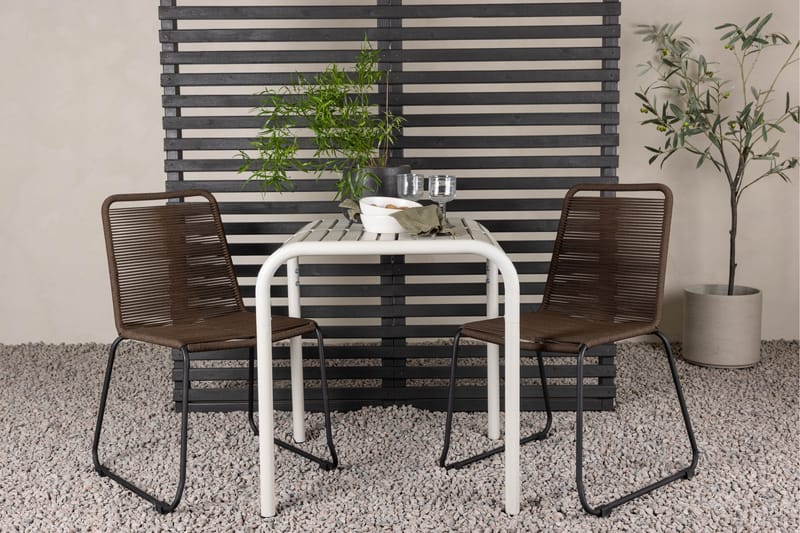 Borneo Cafésett 70 cm + 2 Lindos Spisestoler - Brun/Beige - Hagemøbler - Balkong - Balkongmøbler - Balkonggrupper