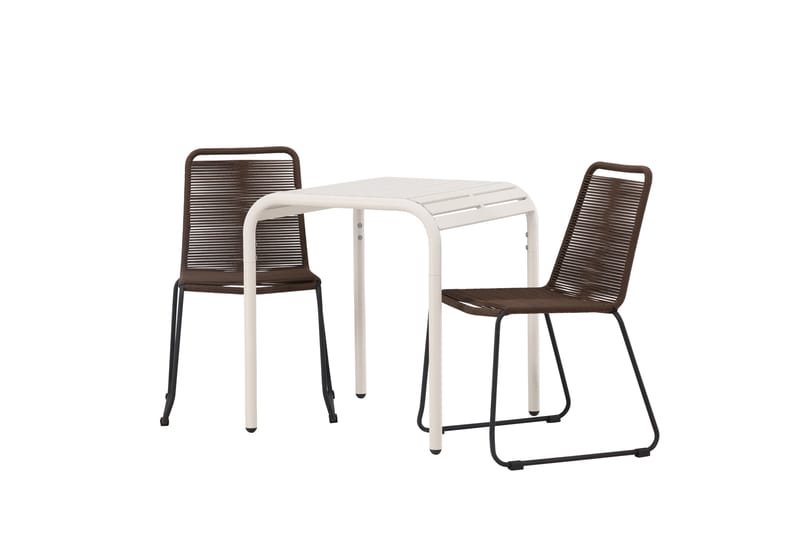 Borneo Cafésett 70 cm + 2 Lindos Spisestoler - Brun/Beige - Hagemøbler - Balkong - Balkongmøbler - Balkonggrupper