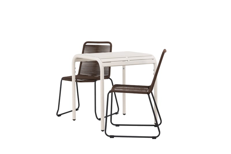 Borneo Cafésett 70 cm + 2 Lindos Spisestoler - Brun/Beige - Hagemøbler - Balkong - Balkongmøbler - Balkonggrupper
