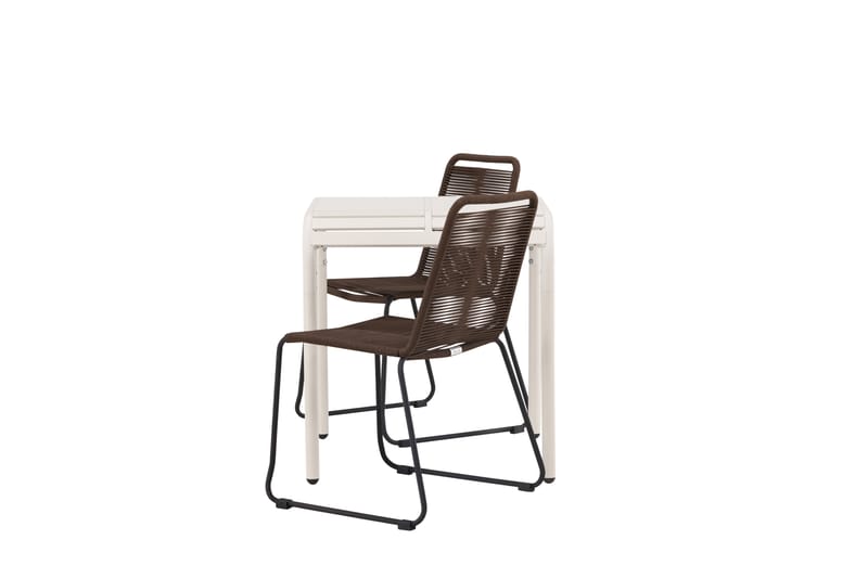 Borneo Cafésett 70 cm + 2 Lindos Spisestoler - Brun/Beige - Hagemøbler - Balkong - Balkongmøbler - Balkonggrupper