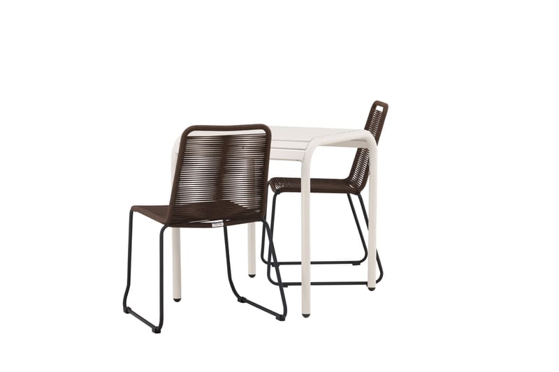 Borneo Cafésett 70 cm + 2 Lindos Spisestoler - Brun/Beige - Hagemøbler - Balkong - Balkongmøbler - Balkonggrupper