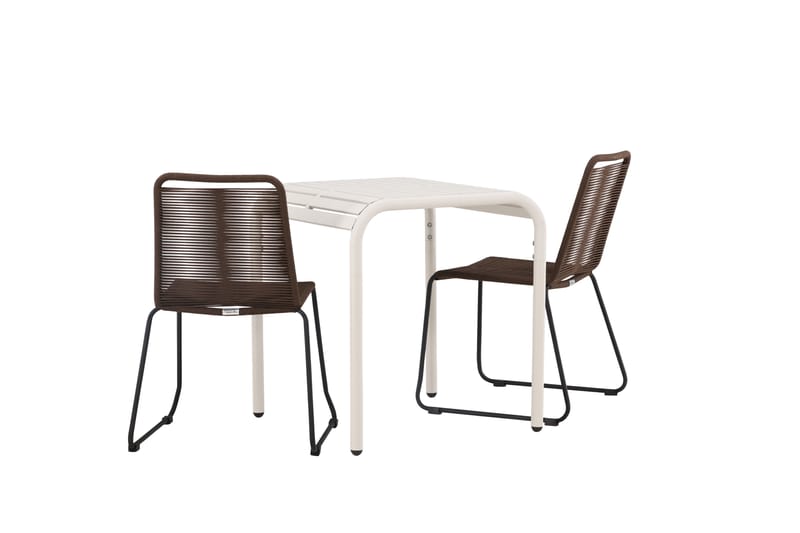 Borneo Cafésett 70 cm + 2 Lindos Spisestoler - Brun/Beige - Hagemøbler - Balkong - Balkongmøbler - Balkonggrupper