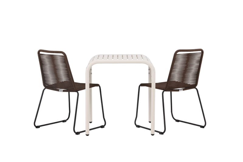 Borneo Cafésett 70 cm + 2 Lindos Spisestoler - Brun/Beige - Hagemøbler - Balkong - Balkongmøbler - Balkonggrupper