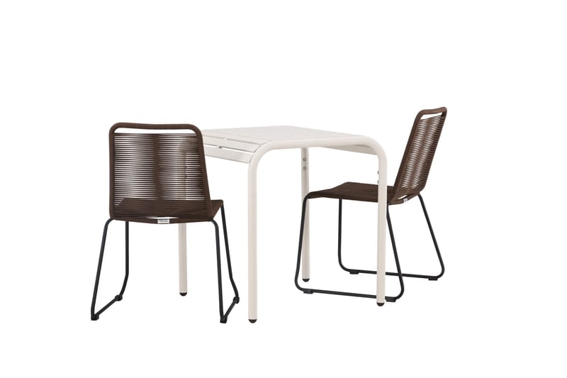 Borneo Cafésett 70 cm + 2 Lindos Spisestoler - Brun/Beige - Hagemøbler - Balkong - Balkongmøbler - Balkonggrupper