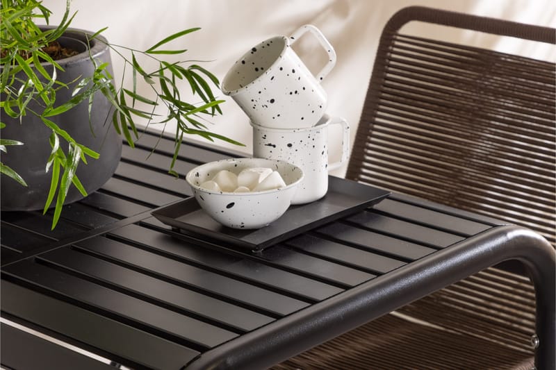 Borneo Cafésett 70 cm + 2 Lindos Spisestoler - Brun/Svart - Hagemøbler - Balkong - Balkongmøbler - Balkonggrupper