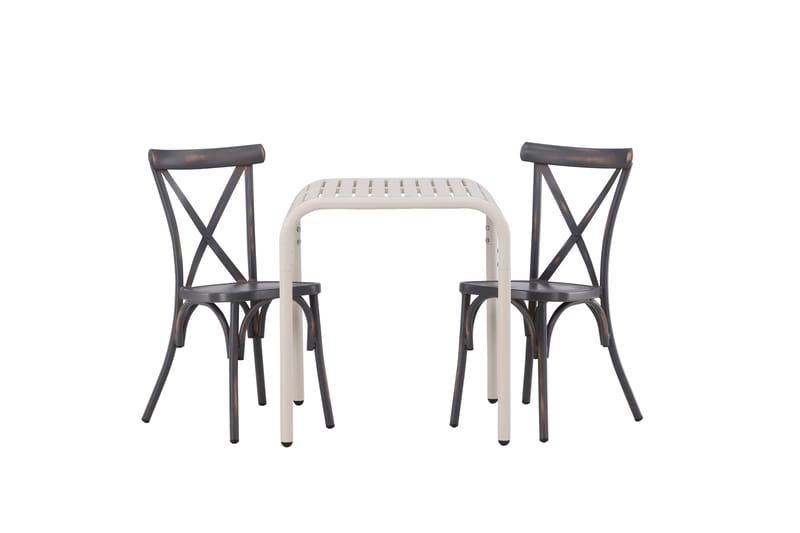 Borneo Cafésett 70 cm + 2 Tablas Spisestoler - Mørkegrå/Beige - Hagemøbler - Balkong - Balkongmøbler - Balkonggrupper
