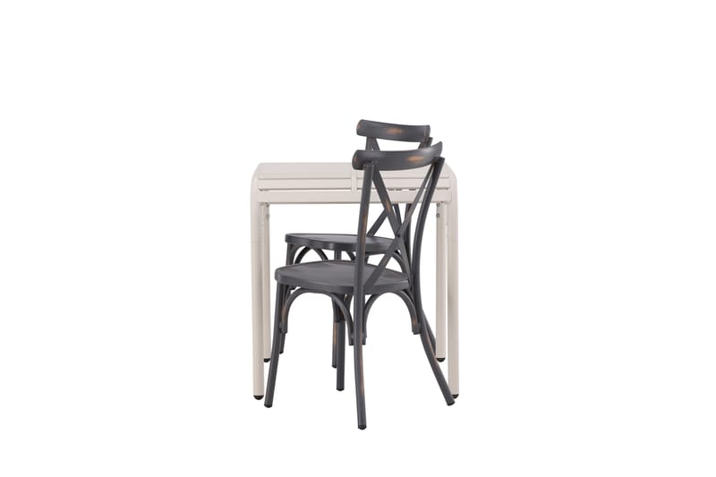 Borneo Cafésett 70 cm + 2 Tablas Spisestoler - Mørkegrå/Beige - Hagemøbler - Balkong - Balkongmøbler - Balkonggrupper