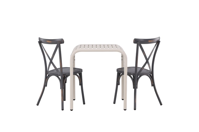 Borneo Cafésett 70 cm + 2 Tablas Spisestoler - Mørkegrå/Beige - Hagemøbler - Balkong - Balkongmøbler - Balkonggrupper