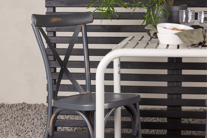 Borneo Cafésett 70 cm + 2 Tablas Spisestoler - Mørkegrå/Beige - Hagemøbler - Balkong - Balkongmøbler - Balkonggrupper