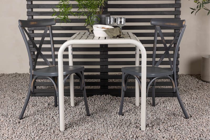 Borneo Cafésett 70 cm + 2 Tablas Spisestoler - Mørkegrå/Beige - Hagemøbler - Balkong - Balkongmøbler - Balkonggrupper