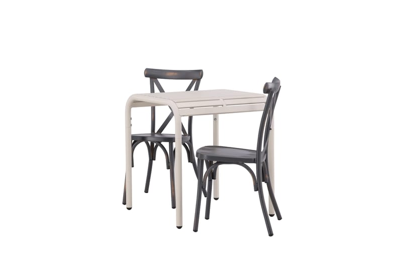 Borneo Cafésett 70 cm + 2 Tablas Spisestoler - Mørkegrå/Beige - Hagemøbler - Balkong - Balkongmøbler - Balkonggrupper