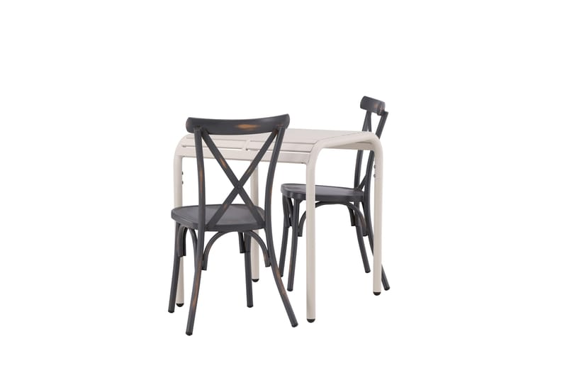 Borneo Cafésett 70 cm + 2 Tablas Spisestoler - Mørkegrå/Beige - Hagemøbler - Balkong - Balkongmøbler - Balkonggrupper