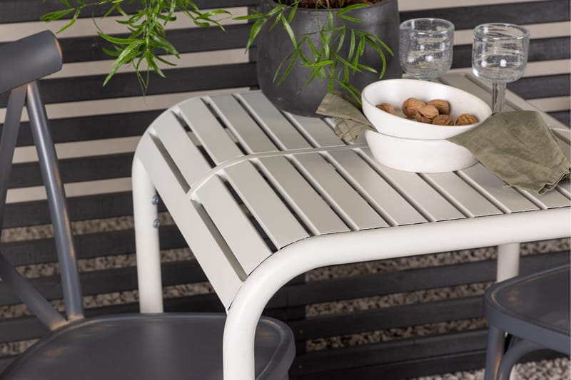 Borneo Cafésett 70 cm + 2 Tablas Spisestoler - Mørkegrå/Beige - Hagemøbler - Balkong - Balkongmøbler - Balkonggrupper