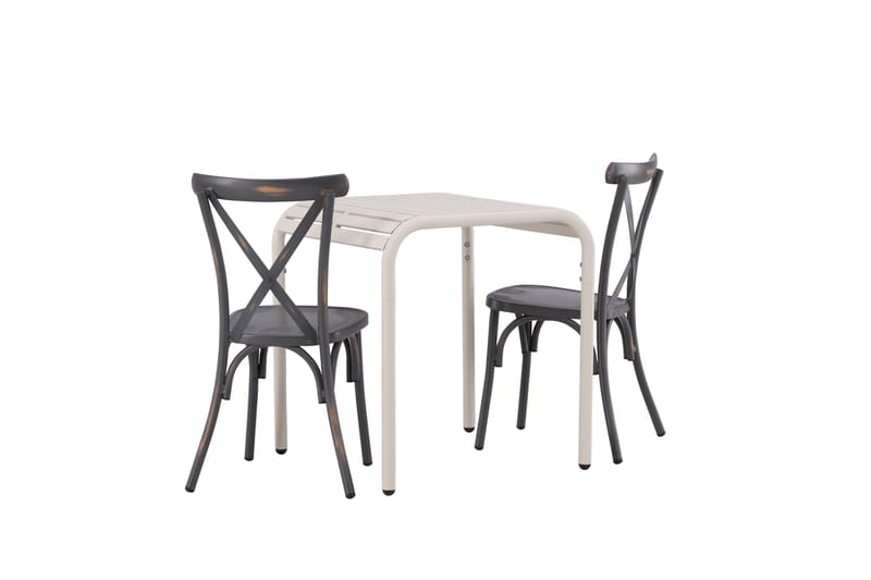 Borneo Cafésett 70 cm + 2 Tablas Spisestoler - Mørkegrå/Beige - Hagemøbler - Balkong - Balkongmøbler - Balkonggrupper