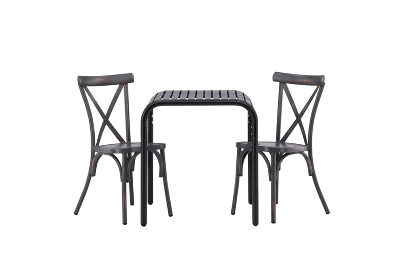 Borneo Cafésett 70 cm + 2 Tablas Spisestoler - Mørkegrå/Svart - Hagemøbler - Balkong - Balkongmøbler - Balkonggrupper