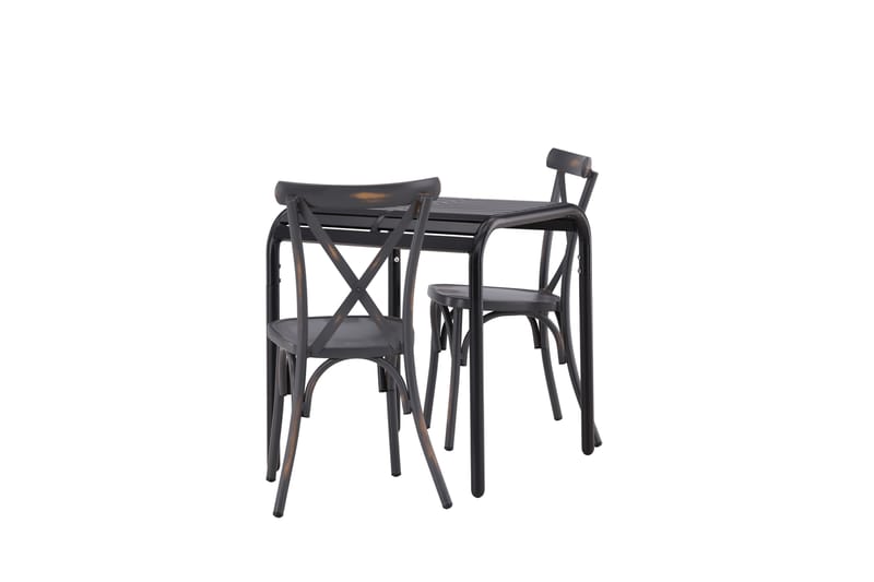 Borneo Cafésett 70 cm + 2 Tablas Spisestoler - Mørkegrå/Svart - Hagemøbler - Balkong - Balkongmøbler - Balkonggrupper