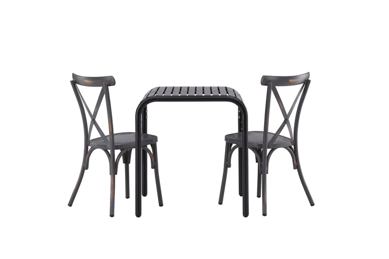 Borneo Cafésett 70 cm + 2 Tablas Spisestoler - Mørkegrå/Svart - Hagemøbler - Balkong - Balkongmøbler - Balkonggrupper