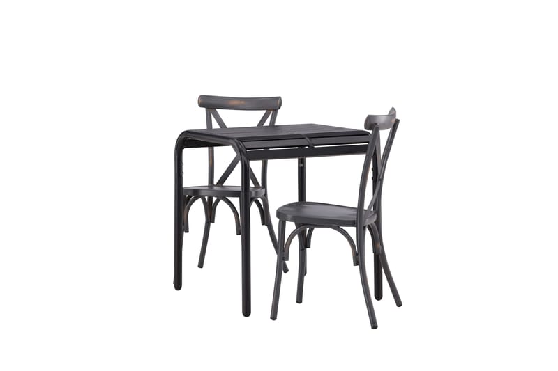 Borneo Cafésett 70 cm + 2 Tablas Spisestoler - Mørkegrå/Svart - Hagemøbler - Balkong - Balkongmøbler - Balkonggrupper